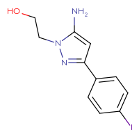 Chemical structure of 2-[5-amino-3-(4-iodophenyl)-1H-pyrazol-1-yl]ethan-1-ol - CSSB00000326347