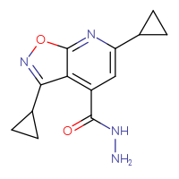 Chemical structure of 3,6-dicyclopropyl-[1,2]oxazolo[5,4-b]pyridine-4-carbohydrazide - CSSB00015198817