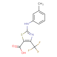 Chemical structure of 2-[(3-methylphenyl)amino]-4-(trifluoromethyl)-1,3-thiazole-5-carboxylic acid - CSSB00015198457