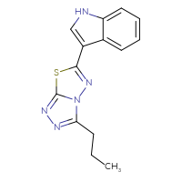 Chemical structure of 3-{3-propyl-[1,2,4]triazolo[3,4-b][1,3,4]thiadiazol-6-yl}-1H-indole - CSSB00132920957