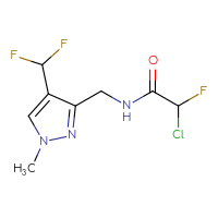 Chemical structure of 2-chloro-N-{[4-(difluoromethyl)-1-methyl-1H-pyrazol-3-yl]methyl}-2-fluoroacetamide - CSSB21332077861