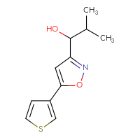 Chemical structure of 2-methyl-1-[5-(thiophen-3-yl)-1,2-oxazol-3-yl]propan-1-ol - CSSB21246433290