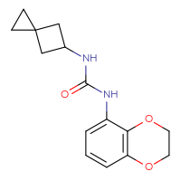 Chemical structure of 1-(2,3-dihydro-1,4-benzodioxin-5-yl)-3-{spiro[2.3]hexan-5-yl}urea - CSSB01020941525