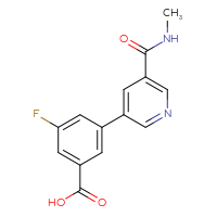 Chemical structure of 3-fluoro-5-[5-(methylcarbamoyl)pyridin-3-yl]benzoic acid - CSSB06581343305