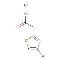 Chemical structure of lithium(1+) 2-(4-bromo-1,3-thiazol-2-yl)acetate - CSSB20621661814