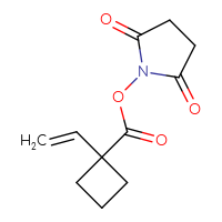 Chemical structure of 2,5-dioxopyrrolidin-1-yl 1-ethenylcyclobutane-1-carboxylate - CSSB17484213580