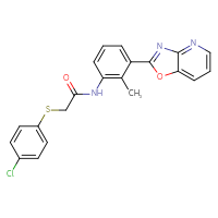Chemical structure of 2-[(4-chlorophenyl)sulfanyl]-N-(2-methyl-3-{[1,3]oxazolo[4,5-b]pyridin-2-yl}phenyl)acetamide - CSSB00121602809