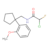 Chemical structure of 2-chloro-2-fluoro-N-{[1-(2-methoxyphenyl)cyclopentyl]methyl}acetamide - CSSB21332121192