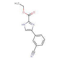 Chemical structure of ethyl 4-(3-cyanophenyl)-1H-imidazole-2-carboxylate - CSSB06587508574