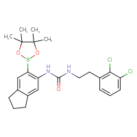 Chemical structure of 1-[2-(2,3-dichlorophenyl)ethyl]-3-[6-(4,4,5,5-tetramethyl-1,3,2-dioxaborolan-2-yl)-2,3-dihydro-1H-inden-5-yl]urea - CSSB21332059319