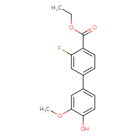 Chemical structure of ethyl 3-fluoro-4'-hydroxy-3'-methoxy-[1,1'-biphenyl]-4-carboxylate - CSSB00150705749