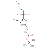 Chemical structure of tert-butyl N-{[5-(2-hydroxyhexan-2-yl)-4-methyl-1,3-thiazol-2-yl]methyl}carbamate - CSSB07098196122