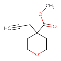 Chemical structure of methyl 4-(prop-2-yn-1-yl)oxane-4-carboxylate - CSSB00135109770