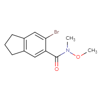 Chemical structure of 6-bromo-N-methoxy-N-methyl-2,3-dihydro-1H-indene-5-carboxamide - CSSB07452693990