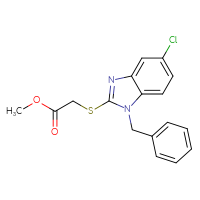 Chemical structure of methyl 2-[(1-benzyl-5-chloro-1H-1,3-benzodiazol-2-yl)sulfanyl]acetate - CSSB00025858062