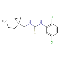 Chemical structure of 1-(2,5-dichlorophenyl)-3-[(1-propylcyclopropyl)methyl]thiourea - CSSB21432464467
