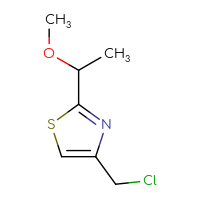 Chemical structure of 4-(chloromethyl)-2-(1-methoxyethyl)-1,3-thiazole - CSSB00000766484