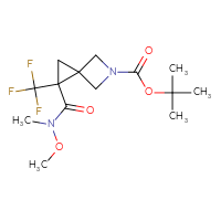Chemical structure of tert-butyl 1-[methoxy(methyl)carbamoyl]-1-(trifluoromethyl)-5-azaspiro[2.3]hexane-5-carboxylate - CSSB20906697244