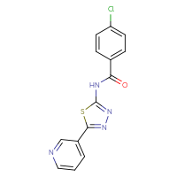 Chemical structure of 4-chloro-N-[5-(pyridin-3-yl)-1,3,4-thiadiazol-2-yl]benzamide - CSSB00121720857