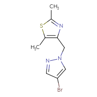 Chemical structure of 4-[(4-bromo-1H-pyrazol-1-yl)methyl]-2,5-dimethyl-1,3-thiazole - CSSB00023462122