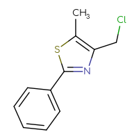 Chemical structure of 4-(chloromethyl)-5-methyl-2-phenyl-1,3-thiazole - CSSB00011002016
