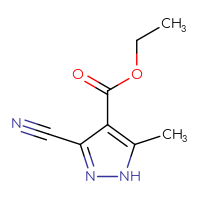 Chemical structure of ethyl 3-cyano-5-methyl-1H-pyrazole-4-carboxylate - CSSB03552199437