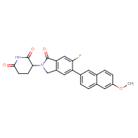 Chemical structure of 3-[6-fluoro-5-(6-methoxynaphthalen-2-yl)-1-oxo-2,3-dihydro-1H-isoindol-2-yl]piperidine-2,6-dione - CSSB21531608811