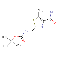 Chemical structure of tert-butyl N-[(4-carbamoyl-5-methyl-1,3-thiazol-2-yl)methyl]carbamate - CSSB00103938461