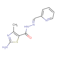 Chemical structure of 2-amino-4-methyl-N'-[(E)-(pyridin-2-yl)methylidene]-1,3-thiazole-5-carbohydrazide - CSSB00132629054