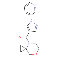 Chemical structure of 4-[1-(pyridin-3-yl)-1H-pyrazole-4-carbonyl]-7-oxa-4-azaspiro[2.5]octane - CSSS00048151035
