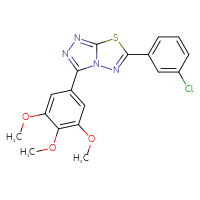 Chemical structure of 6-(3-chlorophenyl)-3-(3,4,5-trimethoxyphenyl)-[1,2,4]triazolo[3,4-b][1,3,4]thiadiazole - CSSB00121637964
