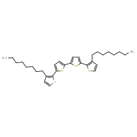Chemical structure of 3-octyl-5'-{3'-octyl-[2,2'-bithiophen]-5-yl}-2,2'-bithiophene - CSSB00138414582