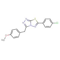 Chemical structure of 6-(4-chlorophenyl)-3-[(4-methoxyphenyl)methyl]-[1,2,4]triazolo[3,4-b][1,3,4]thiadiazole - CSSB00121636970