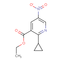 Chemical structure of ethyl 2-cyclopropyl-5-nitropyridine-3-carboxylate - CSSB00025773095