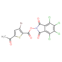 Chemical structure of 4,5,6,7-tetrachloro-1,3-dioxo-2,3-dihydro-1H-isoindol-2-yl 5-acetyl-3-bromothiophene-2-carboxylate - CSSB20270035383