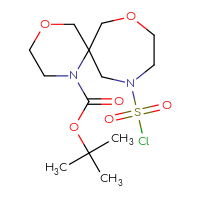 Chemical structure of tert-butyl 11-(chlorosulfonyl)-4,8-dioxa-1,11-diazaspiro[5.6]dodecane-1-carboxylate - CSSB02138632870
