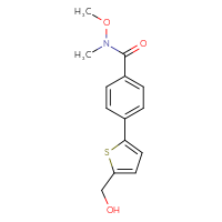Chemical structure of 4-[5-(hydroxymethyl)thiophen-2-yl]-N-methoxy-N-methylbenzamide - CSSB06592826363