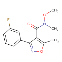 Chemical structure of 3-(3-fluorophenyl)-N-methoxy-N,5-dimethyl-1,2-oxazole-4-carboxamide - CSSB02011392946