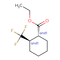 Chemical structure of rac-ethyl (1R,2R)-2-(trifluoromethyl)cyclohexane-1-carboxylate - CSSB06259243199