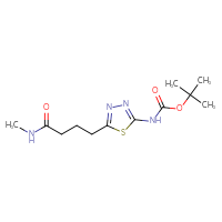 Chemical structure of tert-butyl N-{5-[3-(methylcarbamoyl)propyl]-1,3,4-thiadiazol-2-yl}carbamate - CSSB07075017153
