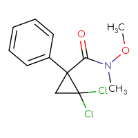 Chemical structure of 2,2-dichloro-N-methoxy-N-methyl-1-phenylcyclopropane-1-carboxamide - CSSB01395047693