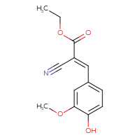Chemical structure of ethyl (2E)-2-cyano-3-(4-hydroxy-3-methoxyphenyl)prop-2-enoate - CSSB00102546517