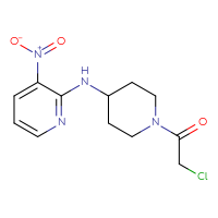 Chemical structure of 2-chloro-1-{4-[(3-nitropyridin-2-yl)amino]piperidin-1-yl}ethan-1-one - CSSB00016992931