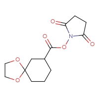 Chemical structure of 2,5-dioxopyrrolidin-1-yl 1,4-dioxaspiro[4.5]decane-7-carboxylate - CSSB20270268549