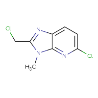 Chemical structure of 5-chloro-2-(chloromethyl)-3-methyl-3H-imidazo[4,5-b]pyridine - CSSB06256039676