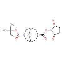 Chemical structure of 3-tert-butyl 7-(2,5-dioxopyrrolidin-1-yl) (1R,5S,7s)-3-azabicyclo[3.3.1]nonane-3,7-dicarboxylate - CSSB20269879272