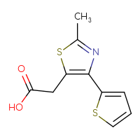 Chemical structure of 2-[2-methyl-4-(thiophen-2-yl)-1,3-thiazol-5-yl]acetic acid - CSSB00000005459