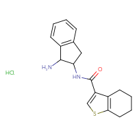 Chemical structure of N-(1-amino-2,3-dihydro-1H-inden-2-yl)-4,5,6,7-tetrahydro-1-benzothiophene-3-carboxamide hydrochloride - CSSB20620703868