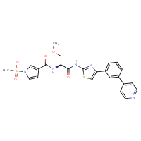 Chemical structure of (2S)-2-[(1-methanesulfonyl-1H-pyrrol-3-yl)formamido]-3-methoxy-N-{4-[3-(pyridin-4-yl)phenyl]-1,3-thiazol-2-yl}propanamide - CSSB06623406606