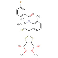 Chemical structure of 4,5-dimethyl 2-[1-(3-fluorobenzoyl)-2,2,8-trimethyl-3-sulfanylidene-1,2,3,4-tetrahydroquinolin-4-ylidene]-2H-1,3-dithiole-4,5-dicarboxylate - CSSB00121704078